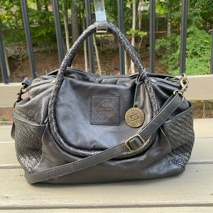 Kompanero charcoal woven leather bag purse with adjustable strap